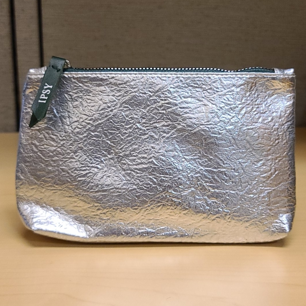 Ipsy Textured Silver Makeup Bag